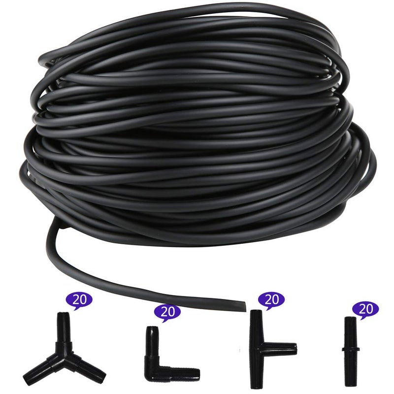 JIH Aquarium 165 Feet Standard 3/16" Black Flexible Airline Tubing with Black Plastic Connectors for Fish Tank,Terrariums, and Hydroponics - Image 5